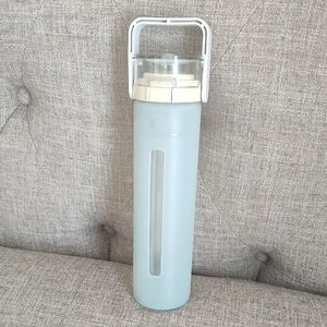 Starbucks Vintage Tumbler 2010 Glass w Rubber Sleeve 16oz Flip Up Lid  Handle